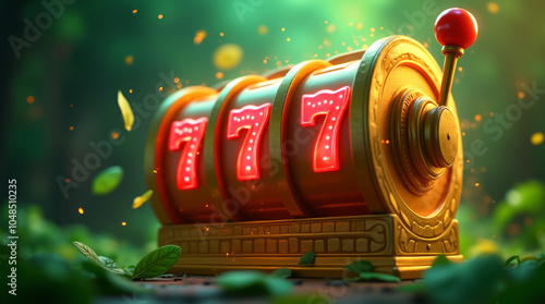 Glücksspielautomat mit Gewinnzahl 777
