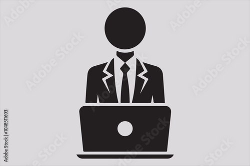 Silhouette of a person sitting behind a laptop.