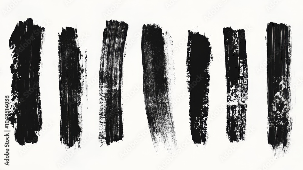 Abstract Black Brush Strokes on White Background Abstract Black Brush Strokes on White Background