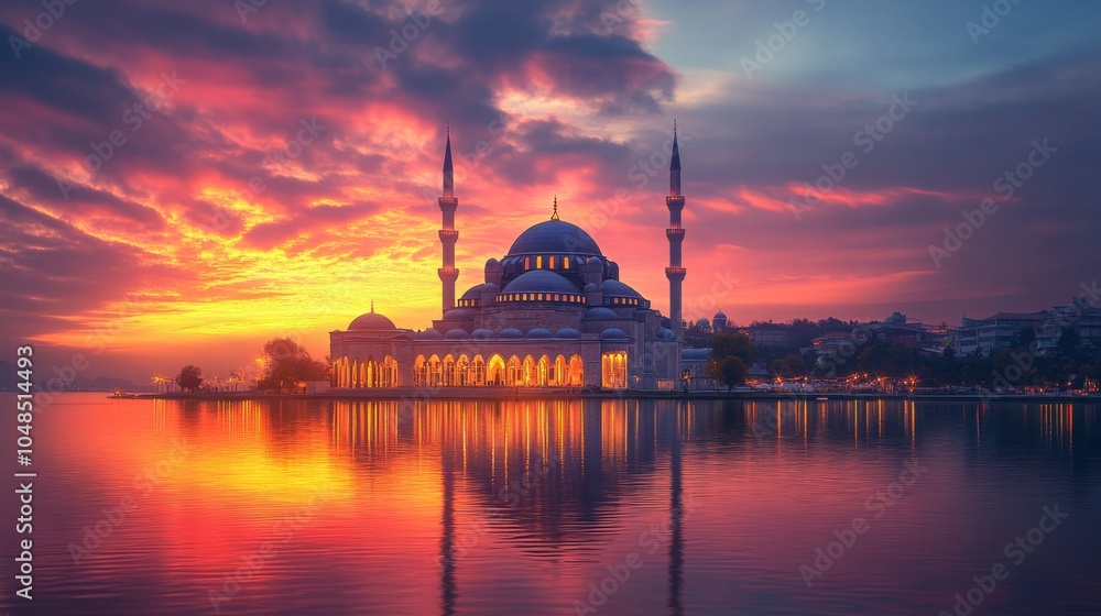 Fototapeta premium Majestic Mosque at Sunset