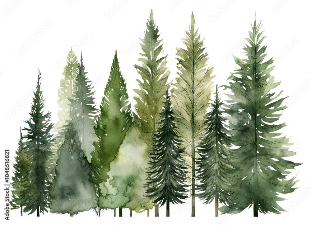 Obraz premium Different spruce green trees fir forest plant.