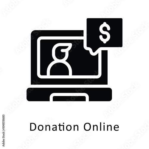 Donation Online vector Glyph Design icon. Volunteering Symbol on White background EPS 10 File