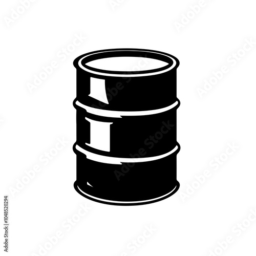 Classic black and white 55-gallon oil drum vector, suitable for energy and industrial themes. photo