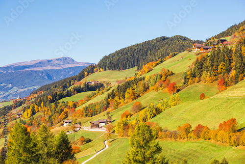 Villnoess, Funes Valley, Autumn scenics, Trentino, Italy photo