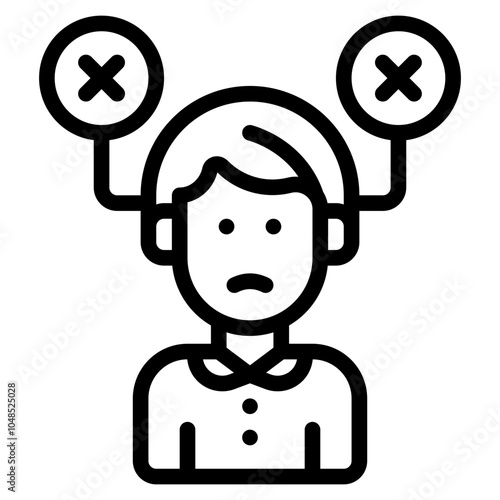 denial outline icon and illustration