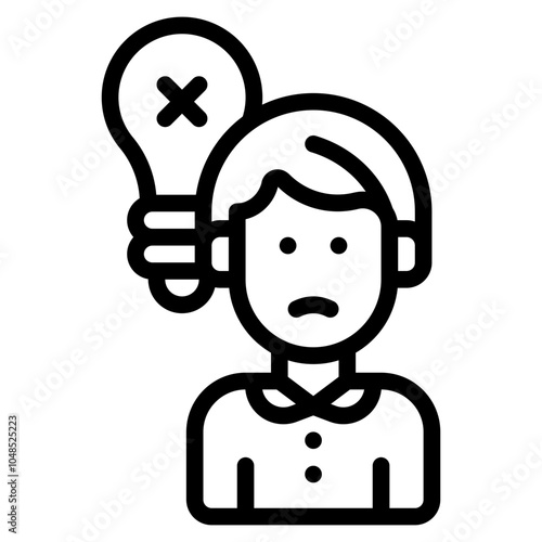 refusing idea innovation outline icon and illustration