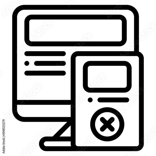 application mobile rejected outline icon and illustration