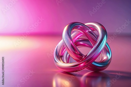 translucent glass knot on pink gradient background reflected