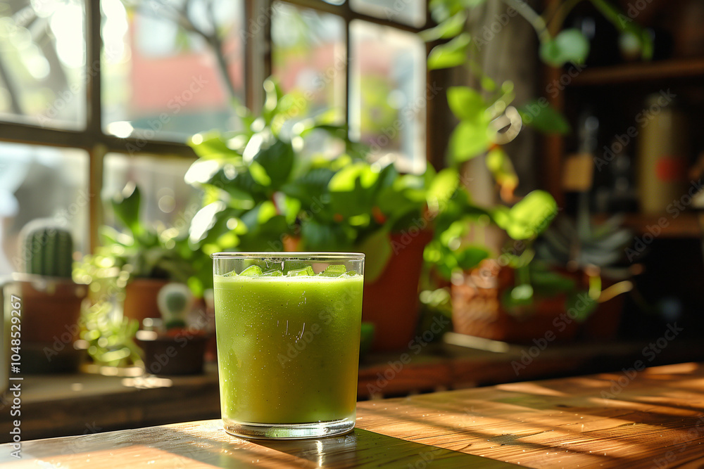 Refreshing Green Beverage with Indoor Plants Refreshing Green Beverage with Indoor Plants