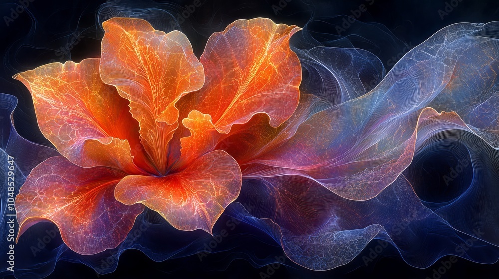 Abstract glowing flower with flowing textures
Abstract glowing flower with flowing textures