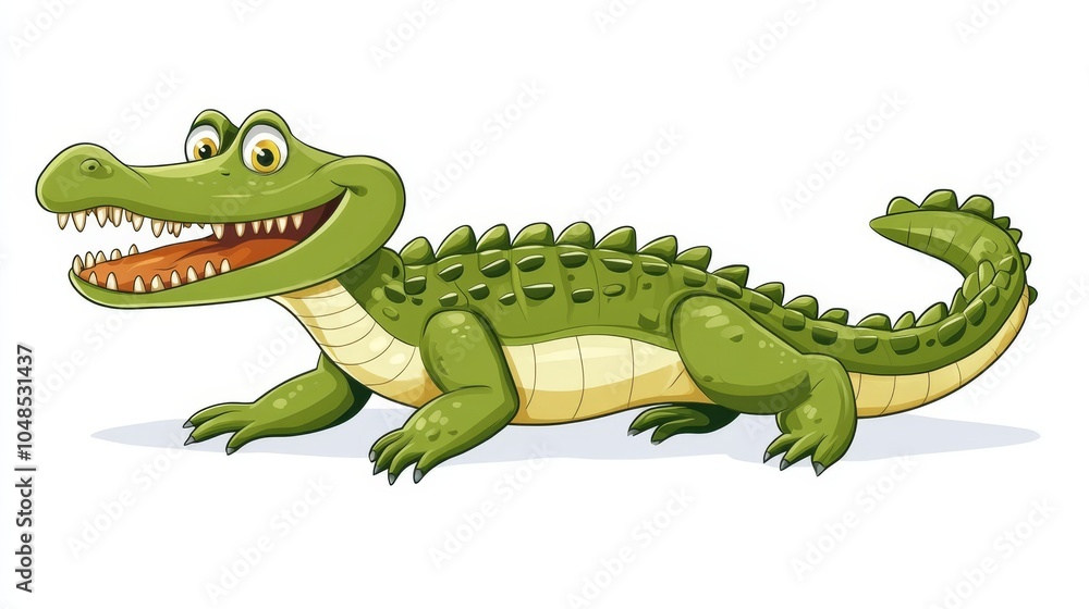 Fototapeta premium Cartoon Alligator Character with Big Smile