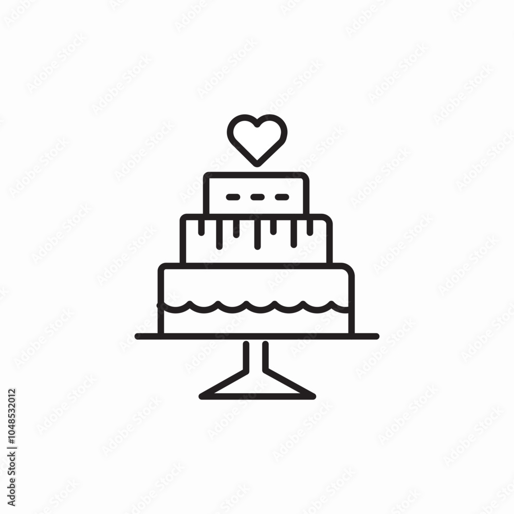 wedding cake heart icon sign vector wedding cake heart icon sign vector