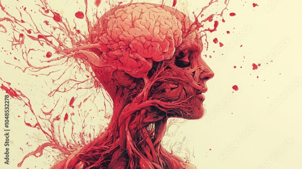 Fototapeta premium Stylized Anatomical Drawing of Human Cardiovascular System
