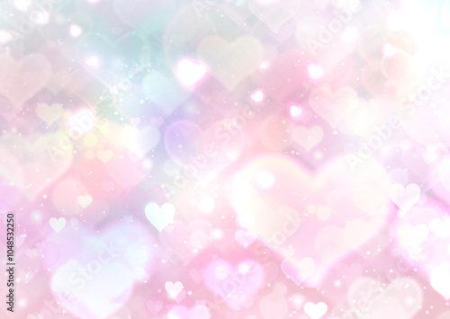 ハートが可愛い抽象的で幻想的なきらきらグラデーション背景壁紙イラストテクスチャ【ピンク、紫】