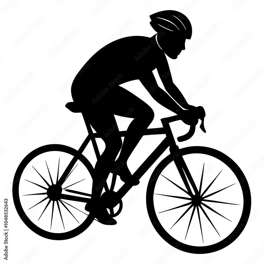Obraz premium a cyclist silhouette vector on a white background