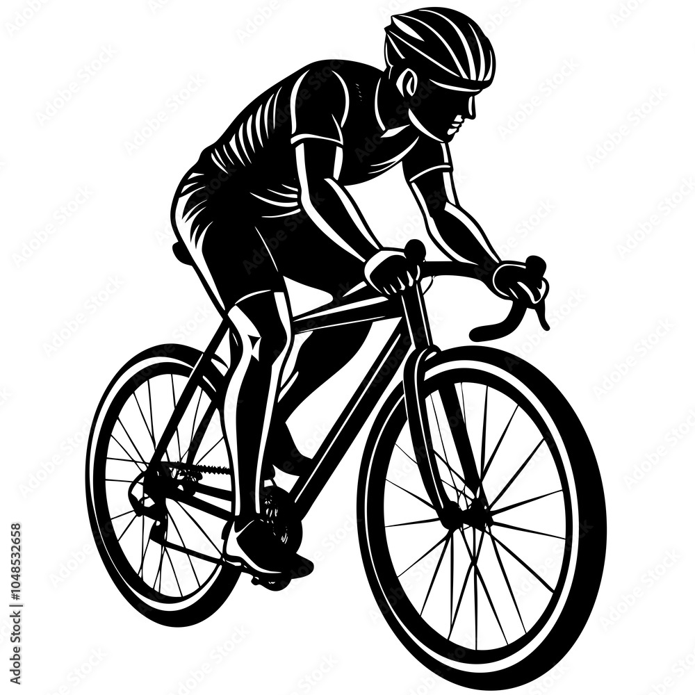 a cyclist silhouette vector on a white background a cyclist silhouette vector on a white background