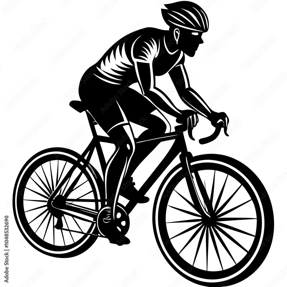 Obraz premium a cyclist silhouette vector on a white background