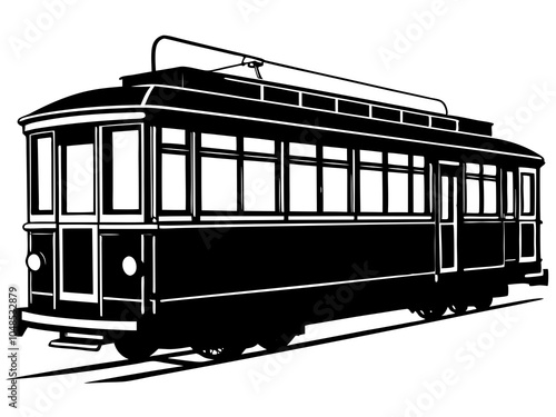 Classic Streetcar (Trolley) silhouette vector on a white background