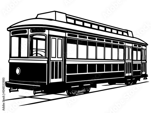 Classic Streetcar (Trolley) silhouette vector on a white background