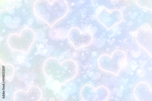可愛いハートがきらきら光る幻想的なグラデーション背景壁紙イラストテクスチャ【青、水色】