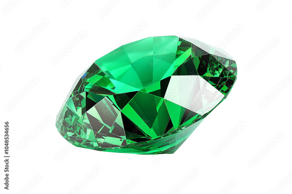 Fototapeta premium Sparkling green emerald gemstone isolated on transparent background