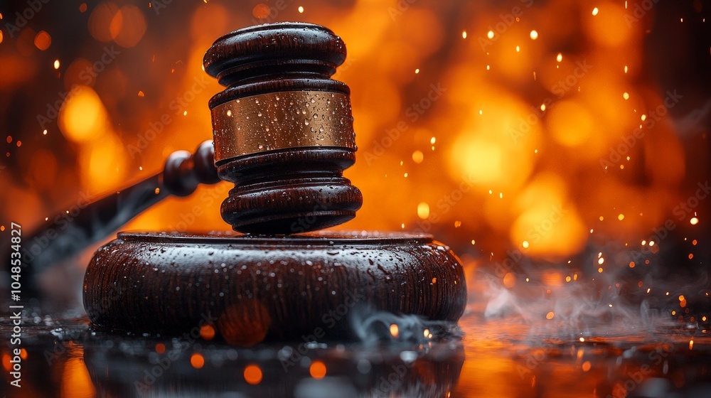 Dramatic close-up of gavel symbolizing justice and legal authority Dramatic close-up of gavel symbolizing justice and legal authority