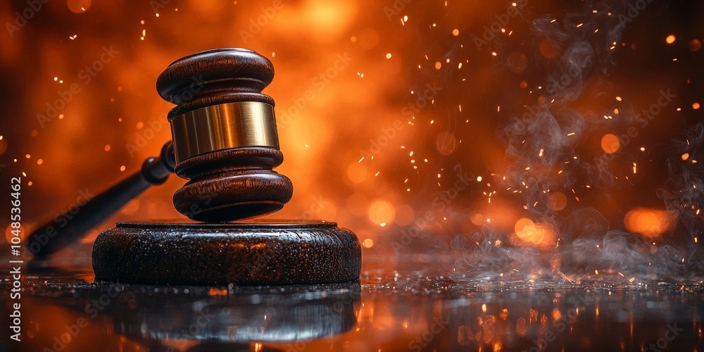 Dramatic close-up of gavel symbolizing justice and legal authority Dramatic close-up of gavel symbolizing justice and legal authority