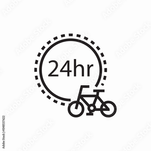 bicycle 24 hours icon sign vector
