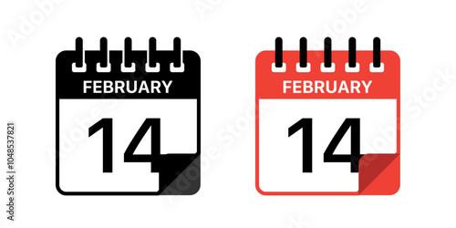Shedule icons. February 14th calendar icon! Perfect for adding a touch of love to your designs, reminders, or social media posts. Vector illustration concept.