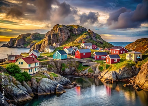 Twillingate Village - Newfoundland Coastal Homes in Low Light photo