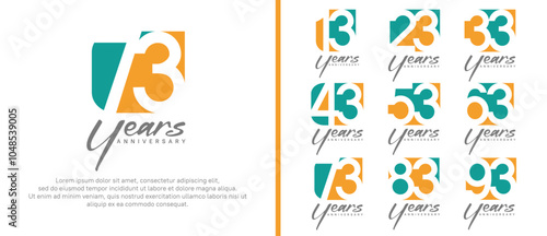 anniversary logo set. vector design orange and green color can be use for celebration moment photo