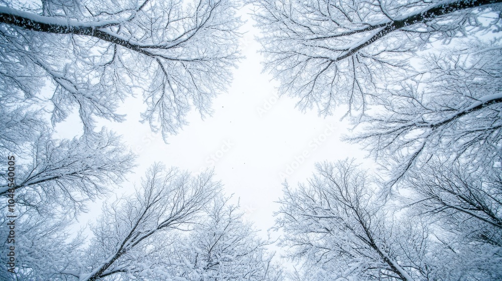 Captivating Frozen Forest Canopy in Winter Wonderland