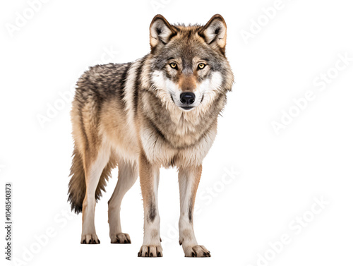 a wolf standing on a white background