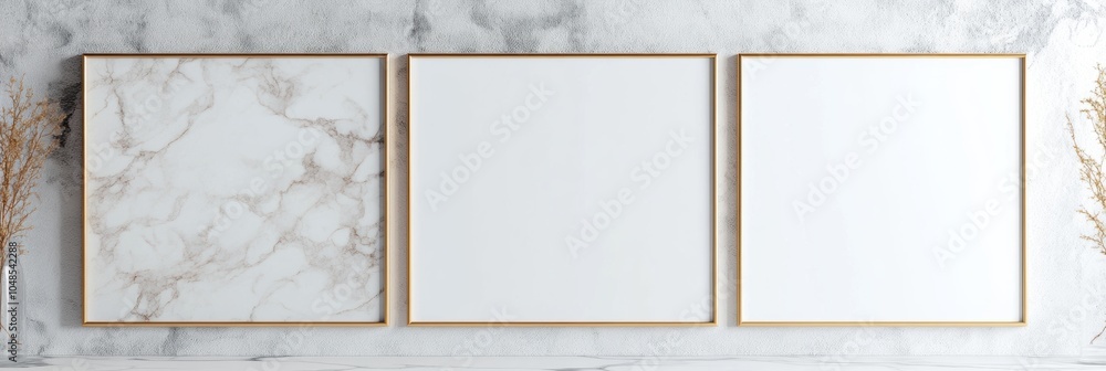 Fototapeta premium Minimalist Geometric Frame Set, three distinct designs featuring a clean white border and transparent background for versatile display options