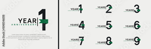 anniversary logo set. vector design black color and green ribbon can be use for celebration event