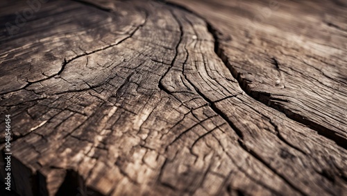 Close-up of cracked weathered wood with bokeh effect