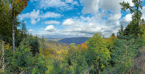 Schwäbischer Wald, Blick vom Sauloch über den Wald und das Lautertal bei Sulzbach an der Murr photo