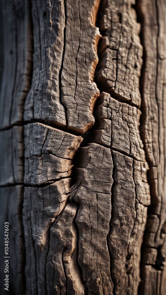 Close-up of cracked weathered wood with bokeh effect Close-up of cracked weathered wood with bokeh effect