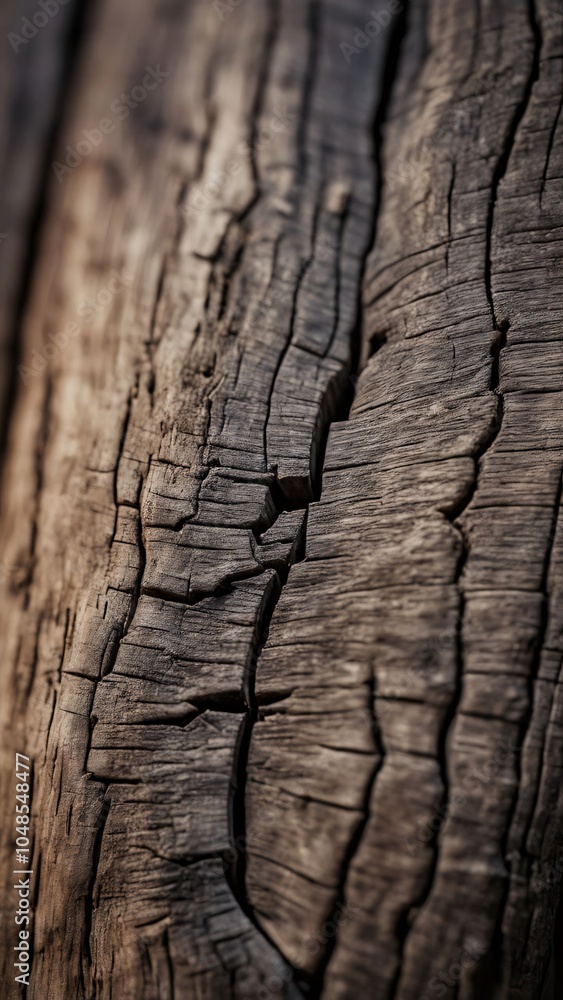 Close-up of cracked weathered wood with bokeh effect Close-up of cracked weathered wood with bokeh effect