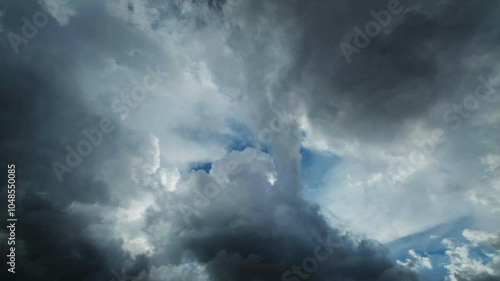 Dramatic dark storm clouds are moving fast, timelapse, 4k