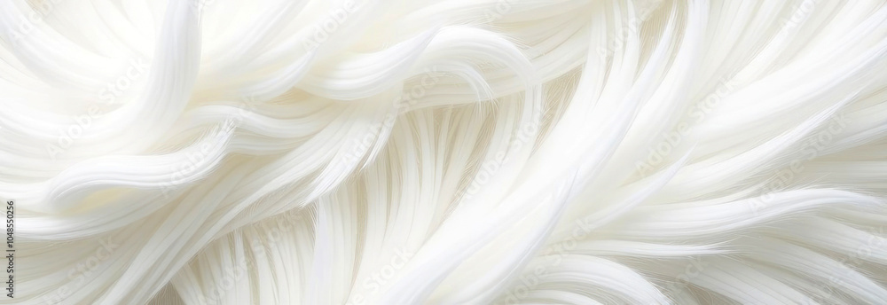 Soft, flowing white fur texture fills the frame, creating a calming and luxurious feel. The delicate strands weave together seamlessly, perfect for backgrounds or banners Soft, flowing white fur texture fills the frame, creating a calming and luxurious feel. The delicate strands weave together seamlessly, perfect for backgrounds or banners