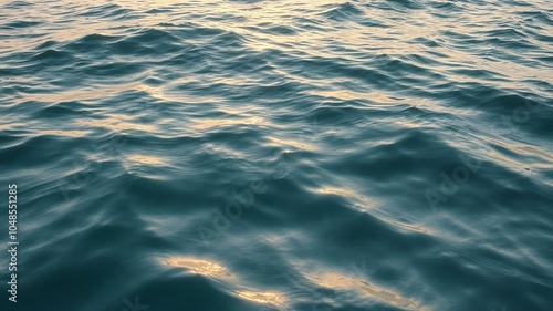 Close-up of gentle waves rippling on the surface of the ocean.