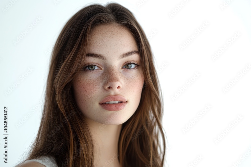 Close-Up Portrait of a Young Woman with Freckles Close-Up Portrait of a Young Woman with Freckles