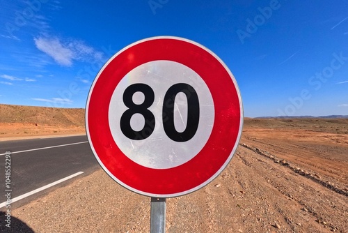 Speed Limit 80 km Road Sign photo