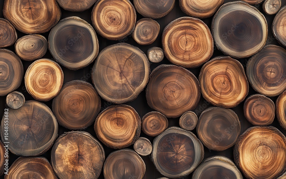 Wooden Texture Background - Rustic Tree Rings Pattern.