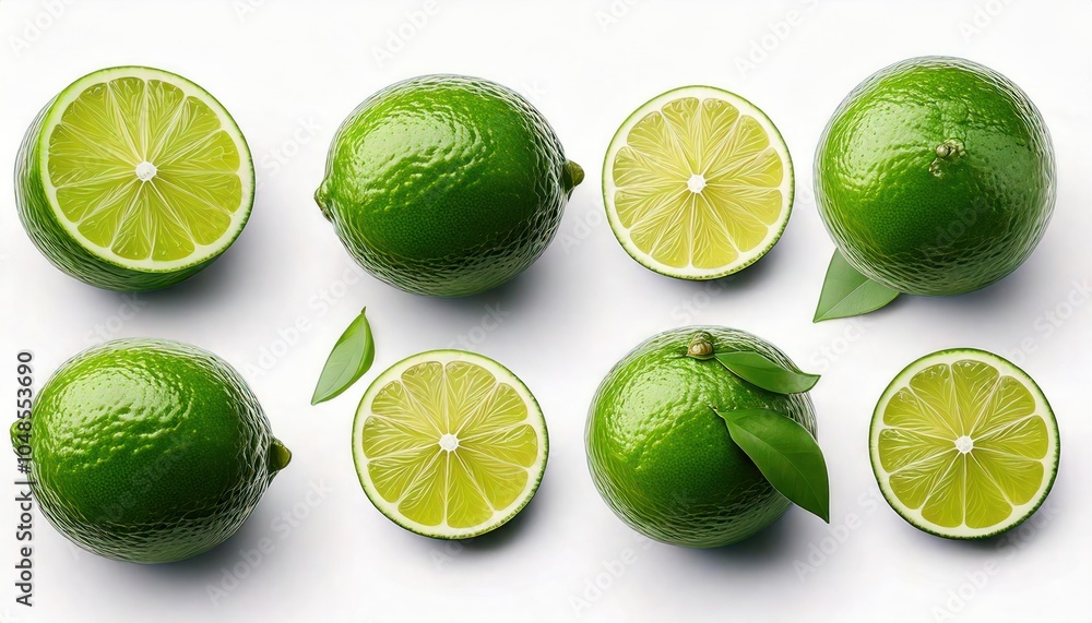 set of limes isolated on a white background. set of limes isolated on a white background.
