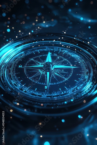 Wallpaper Mural 3D rendering of a compass direction against a vibrant digital blue backdrop. Torontodigital.ca