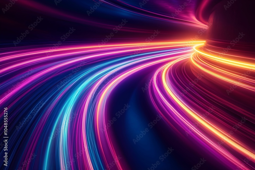 Vibrant light trails create a mesmerizing abstract design at night Vibrant light trails create a mesmerizing abstract design at night