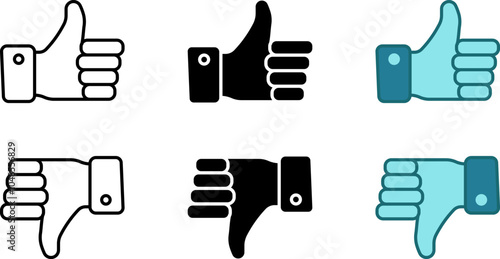 Like and Dislike icon set. Thumbs up and thumbs down sign. for mobile concept and web design. vector illustration on white background