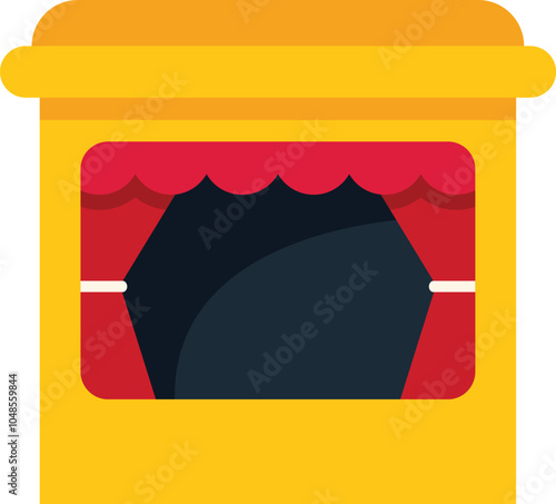 Simple vector illustration of a puppet theater with red curtains closed, isolated on a white background